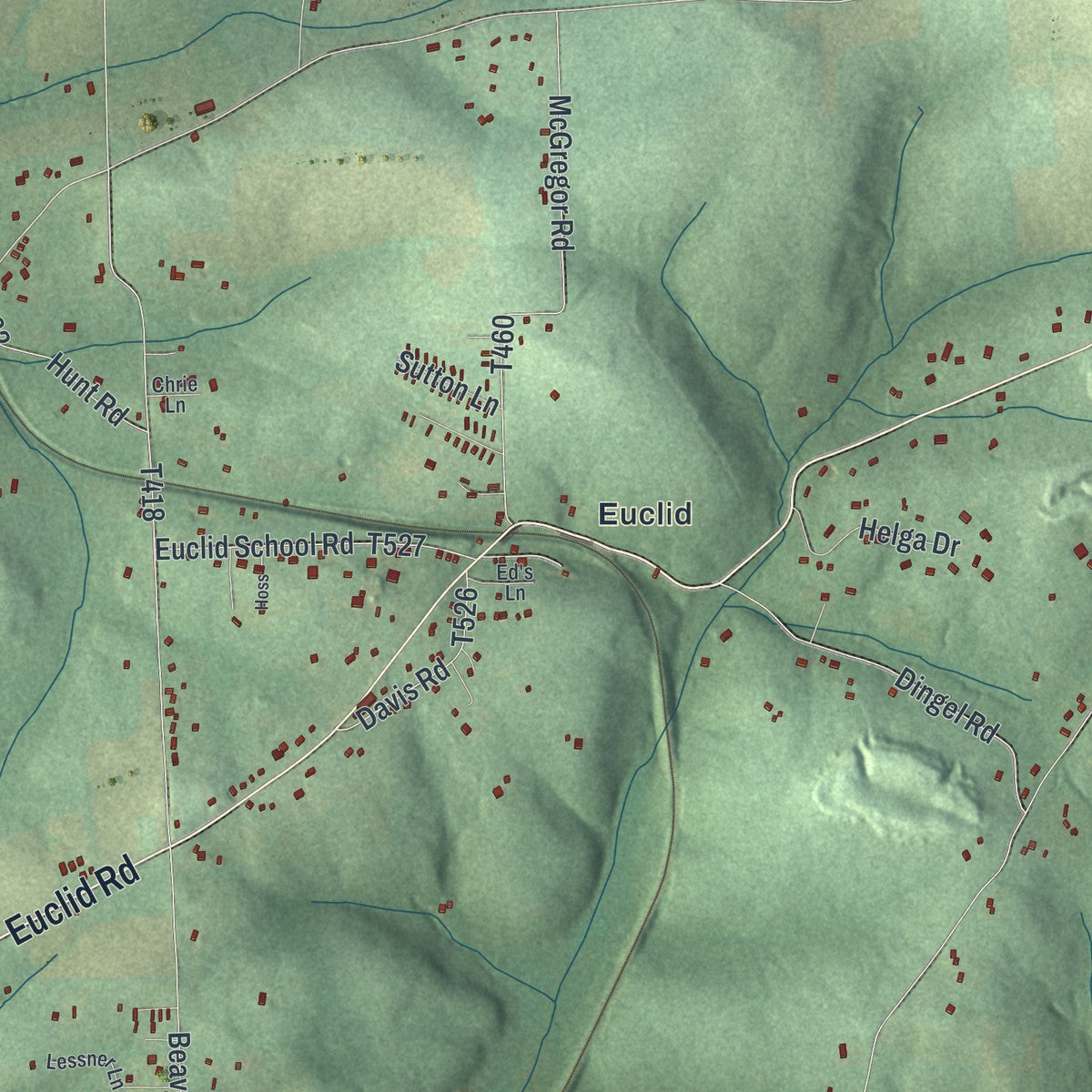 Second close-up of the map of Clay, Butler County, Pennsylvania print showing more streets and buildings