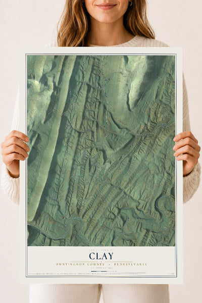 Map of Clay, Huntingdon County, Pennsylvania, 18 x 24 inch unframed archival matte print