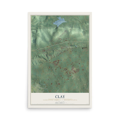 Map of Clay, Lancaster County, Pennsylvania, 12 x 18 inch unframed archival matte print
