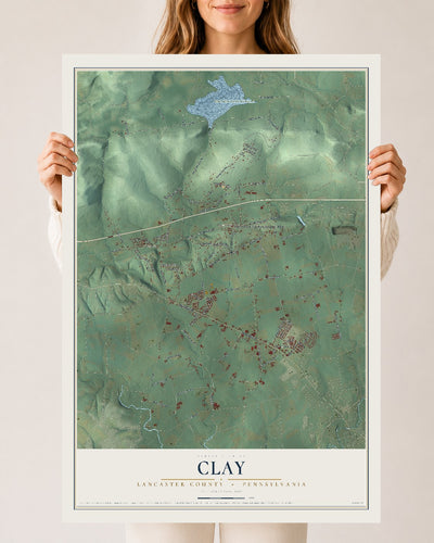 Map of Clay, Lancaster County, Pennsylvania, 24 x 36 inch unframed archival matte print