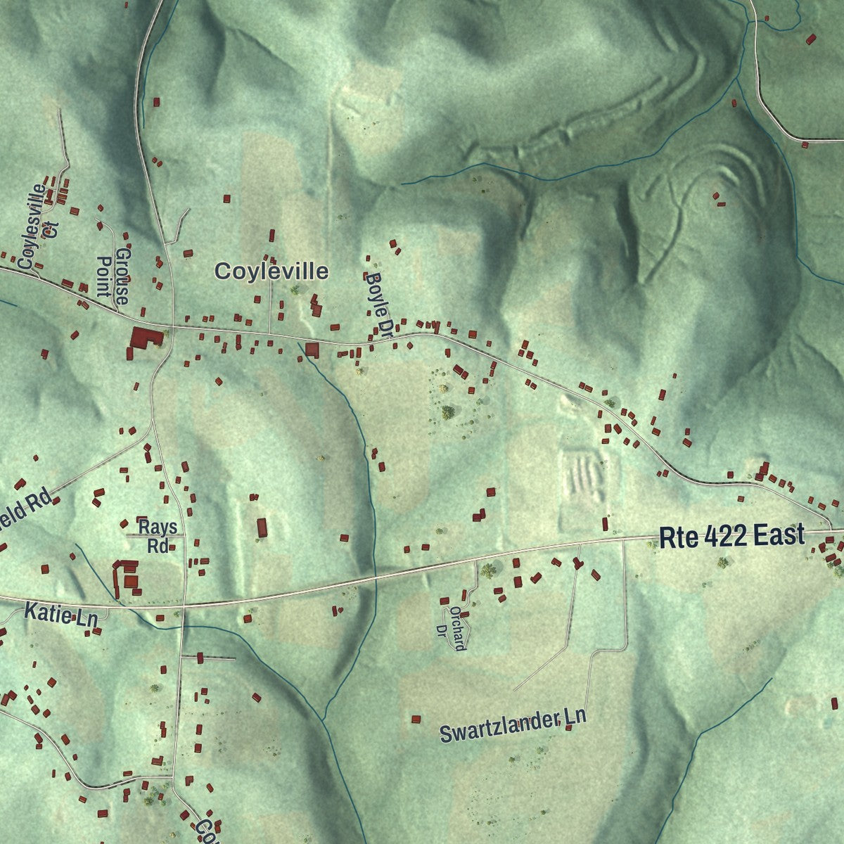 Close-up of the map of Clearfield, Butler County, Pennsylvania print showing street and building detail