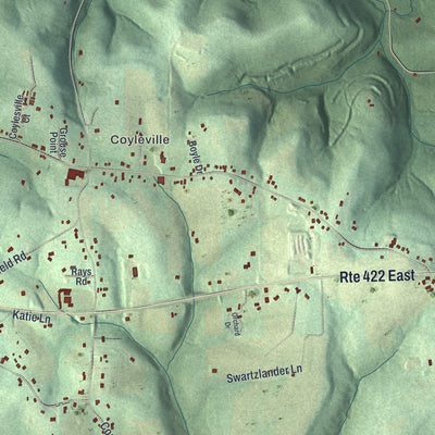 Close-up of the map of Clearfield, Butler County, Pennsylvania print showing street and building detail