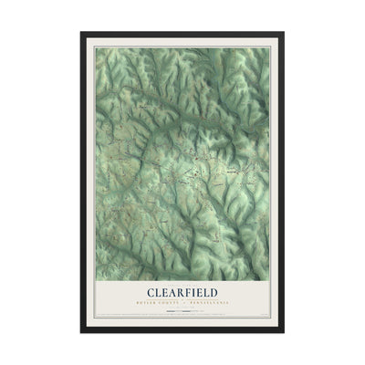 Map of Clearfield, Butler County, Pennsylvania, 12 x 18 inch print in a black wood frame