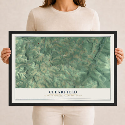 Map of Clearfield, Cambria County, Pennsylvania, 12 x 18 inch print in a black wood frame