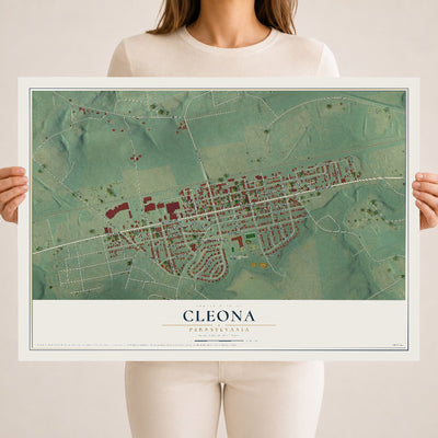 Map of Cleona, Pennsylvania, 18 x 24 inch unframed archival matte print