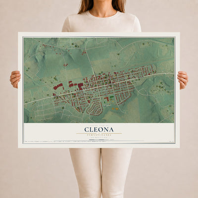 Map of Cleona, Pennsylvania, 24 x 36 inch unframed archival matte print