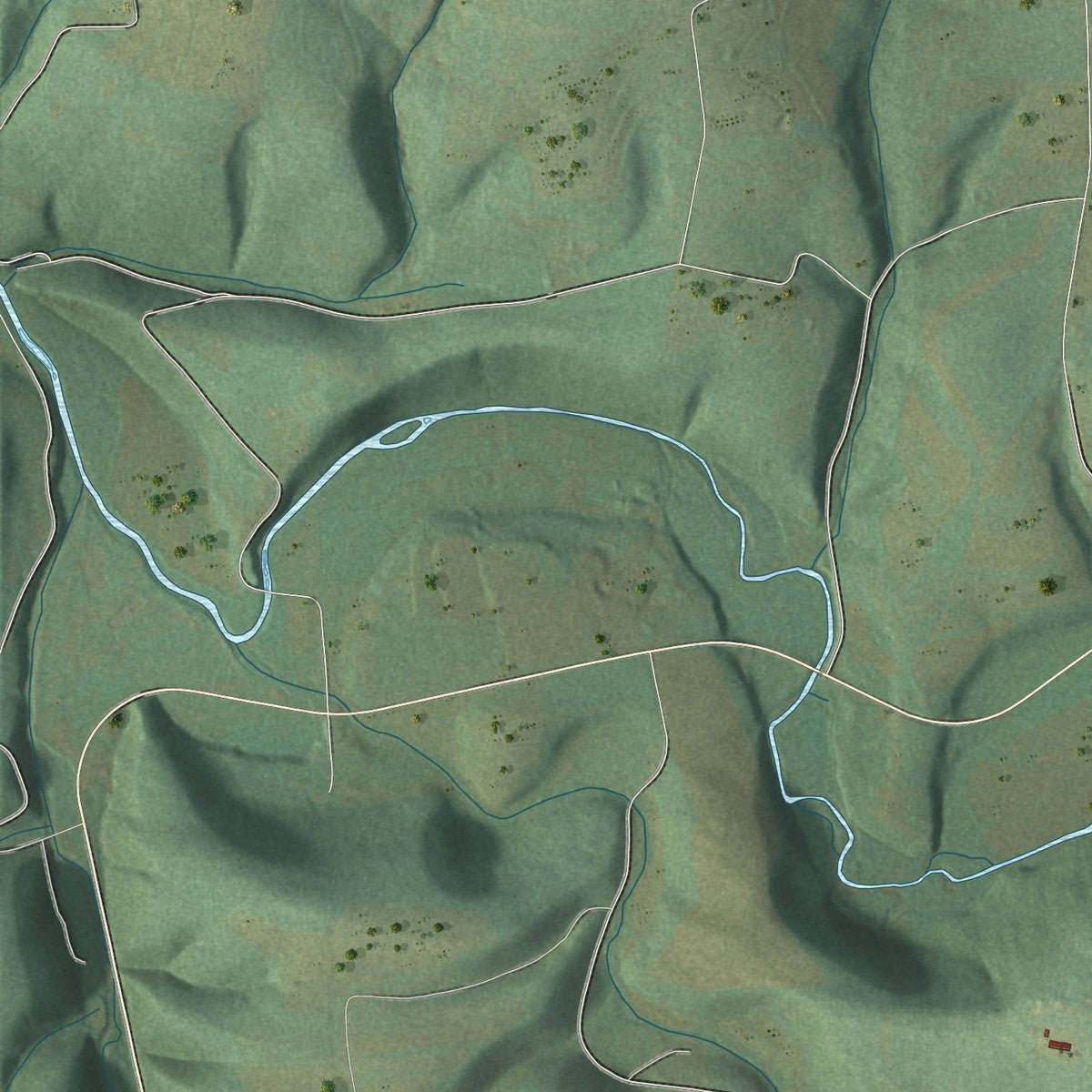 Second close-up of the map of Cleveland, Pennsylvania print showing more streets and buildings