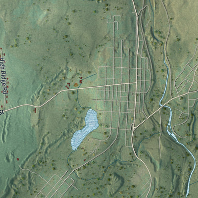 Second close-up of the map of Clifford, Pennsylvania print showing more streets and buildings