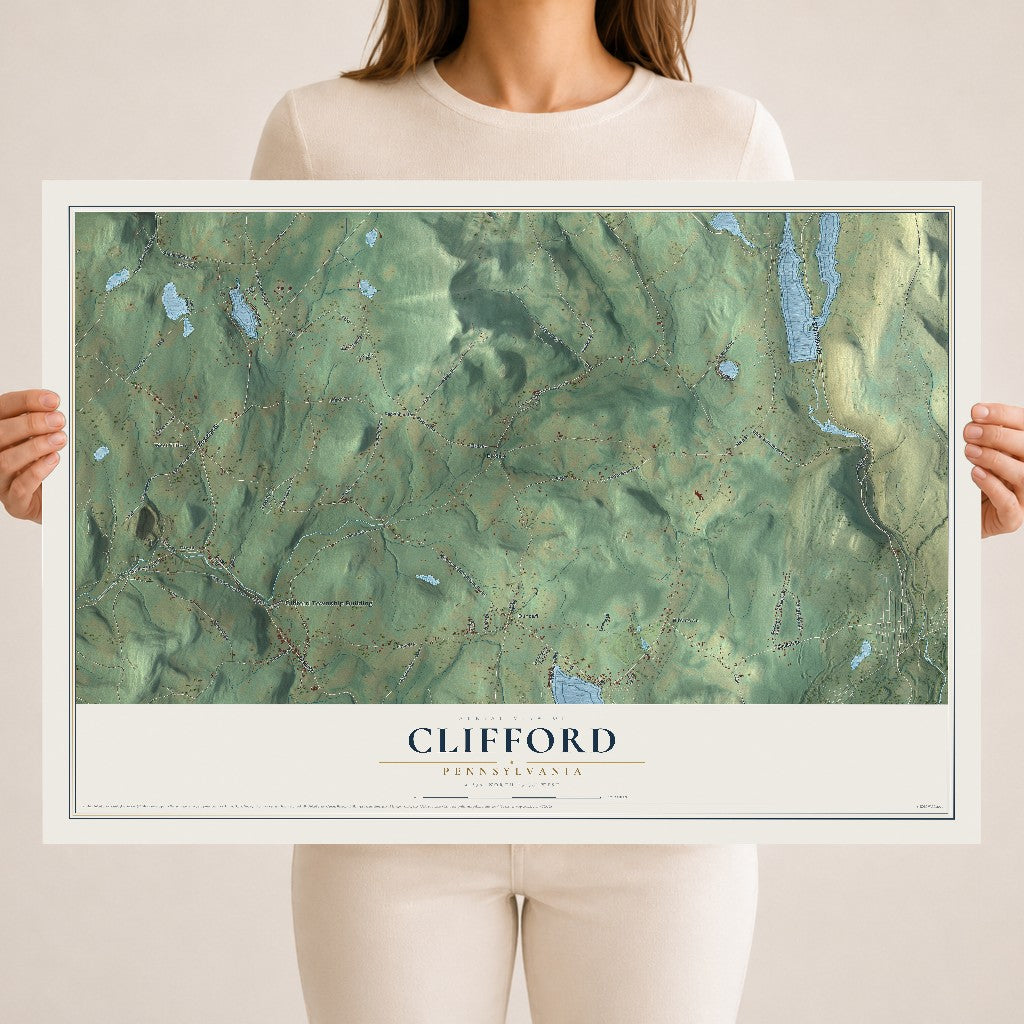 Map of Clifford, Pennsylvania, 18 x 24 inch unframed archival matte print