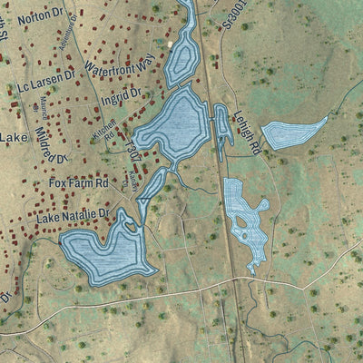 Second close-up of the map of Clifton, Pennsylvania print showing more streets and buildings