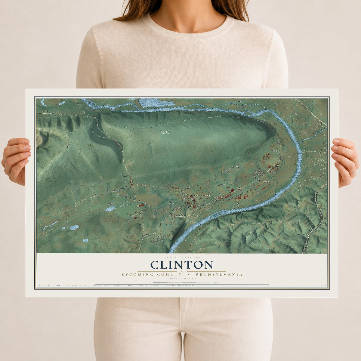 Map of Clinton, Lycoming County, Pennsylvania, 12 x 18 inch unframed archival matte print