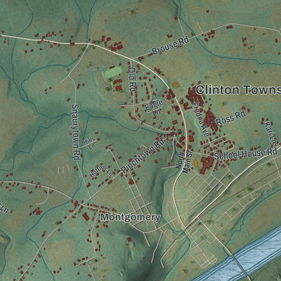 Close-up of the map of Clinton, Lycoming County, Pennsylvania print showing street and building detail