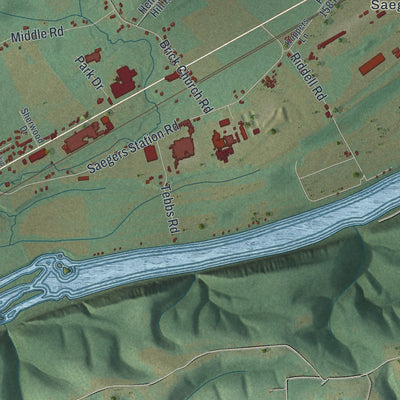 Second close-up of the map of Clinton, Lycoming County, Pennsylvania print showing more streets and buildings