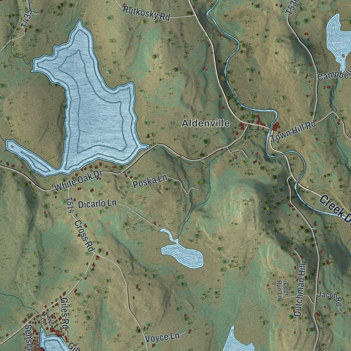 Close-up of the map of Clinton, Wayne County, Pennsylvania print showing street and building detail