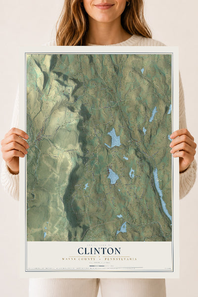 Map of Clinton, Wayne County, Pennsylvania, 18 x 24 inch unframed archival matte print
