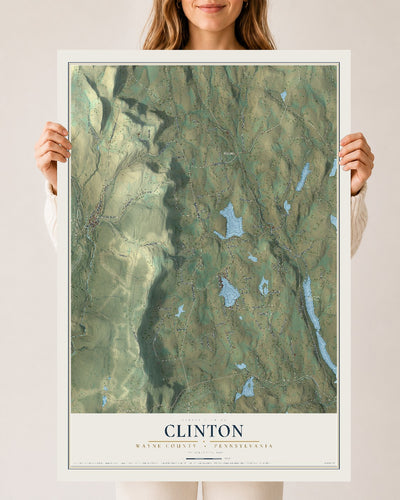Map of Clinton, Wayne County, Pennsylvania, 24 x 36 inch unframed archival matte print