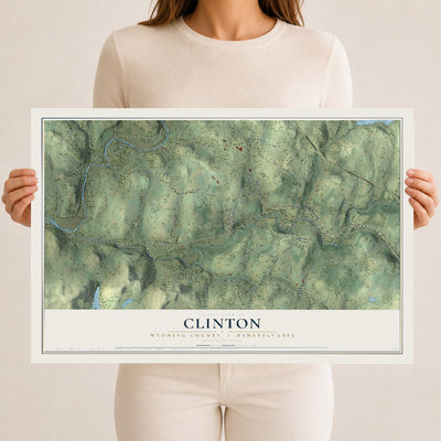 Map of Clinton, Wyoming County, Pennsylvania, 12 x 18 inch unframed archival matte print