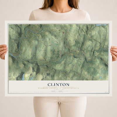 Map of Clinton, Wyoming County, Pennsylvania, 18 x 24 inch unframed archival matte print
