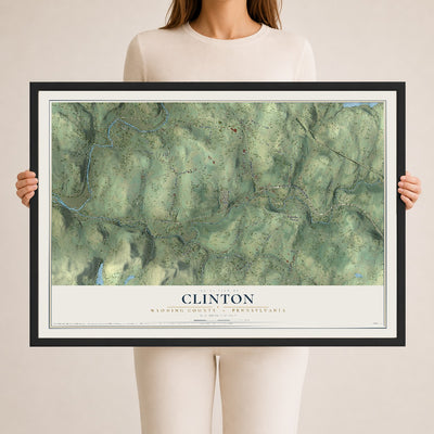 Map of Clinton, Wyoming County, Pennsylvania, 24 x 36 inch print in a black wood frame