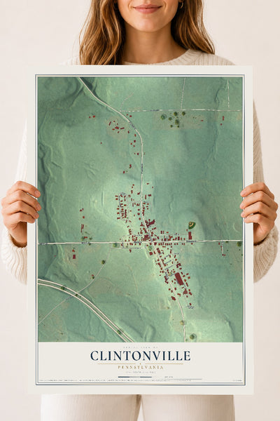 Map of Clintonville, Pennsylvania, 18 x 24 inch unframed archival matte print