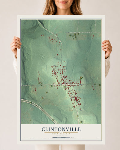 Map of Clintonville, Pennsylvania, 24 x 36 inch unframed archival matte print