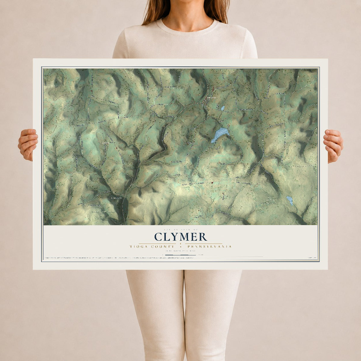 Map of Clymer, Tioga County, Pennsylvania, 24 x 36 inch unframed archival matte print