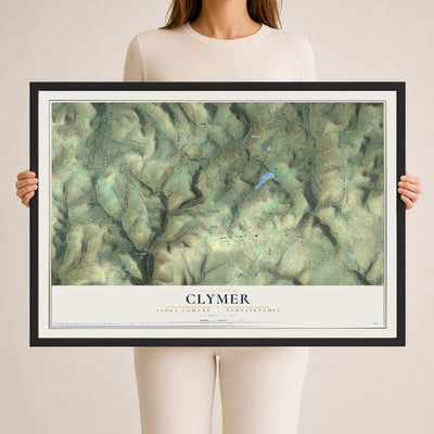 Map of Clymer, Tioga County, Pennsylvania, 24 x 36 inch print in a black wood frame