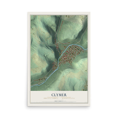 Map of Clymer, Indiana County, Pennsylvania, 12 x 18 inch unframed archival matte print