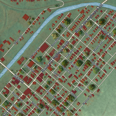Close-up of the map of Clymer, Indiana County, Pennsylvania print showing street and building detail