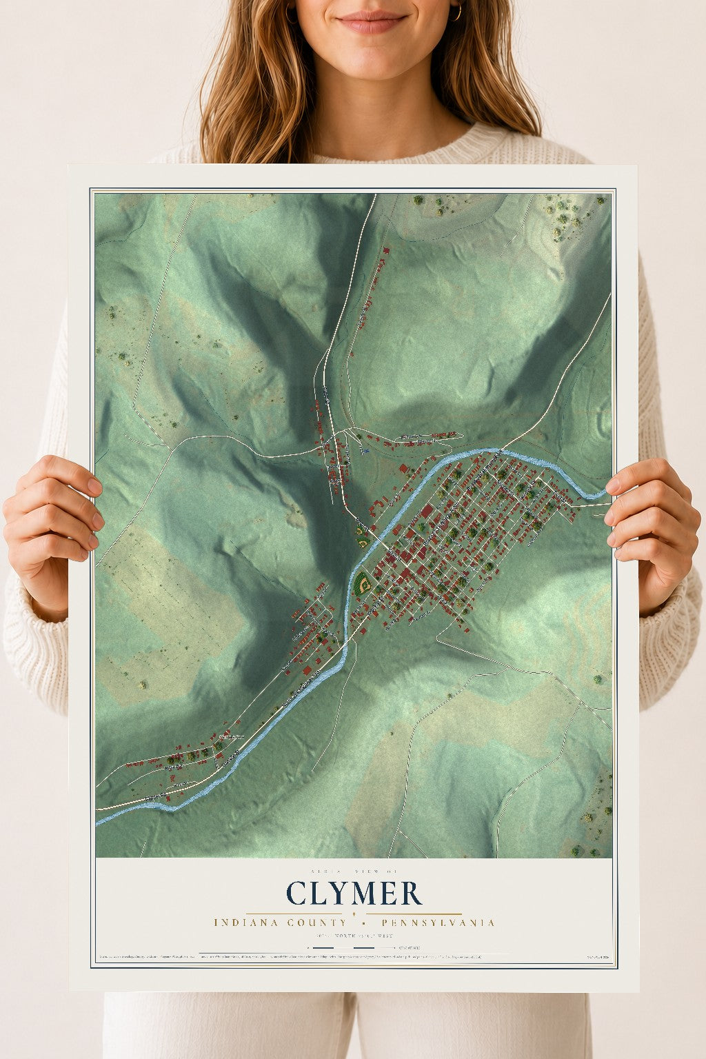Map of Clymer, Indiana County, Pennsylvania, 18 x 24 inch unframed archival matte print