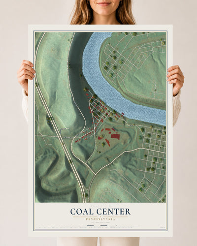 Map of Coal Center, Pennsylvania, 24 x 36 inch unframed archival matte print