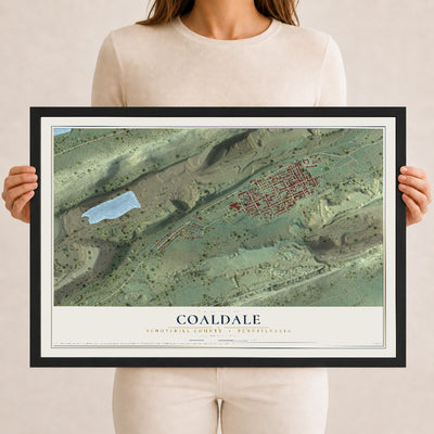 Map of Coaldale, Schuylkill County, Pennsylvania, 12 x 18 inch print in a black wood frame