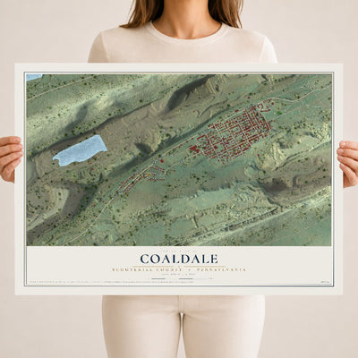 Map of Coaldale, Schuylkill County, Pennsylvania, 18 x 24 inch unframed archival matte print
