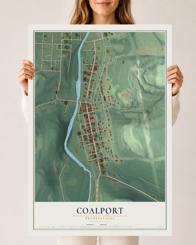 Map of Coalport, Pennsylvania, 24 x 36 inch unframed archival matte print