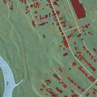 Second close-up of the map of Cochranton, Pennsylvania print showing more streets and buildings