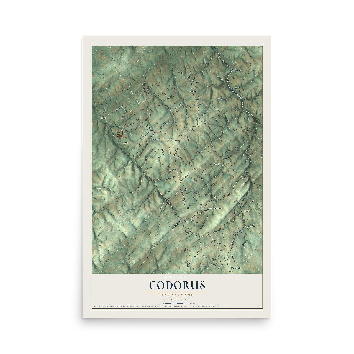 Map of Codorus, Pennsylvania, 12 x 18 inch unframed archival matte print