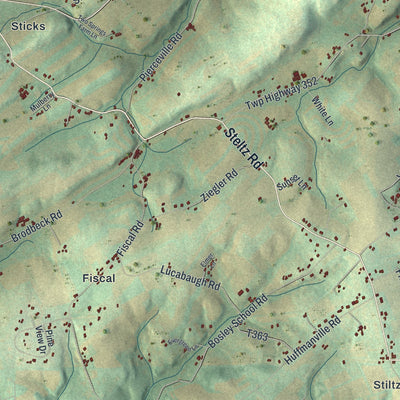 Close-up of the map of Codorus, Pennsylvania print showing street and building detail