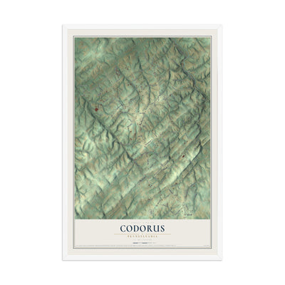 Map of Codorus, Pennsylvania, 12 x 18 inch print in a white wood frame
