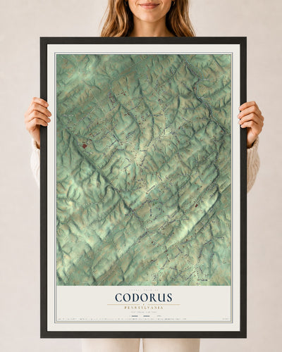 Map of Codorus, Pennsylvania, 24 x 36 inch print in a black wood frame