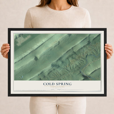 Map of Cold Spring, Pennsylvania, 12 x 18 inch print in a black wood frame