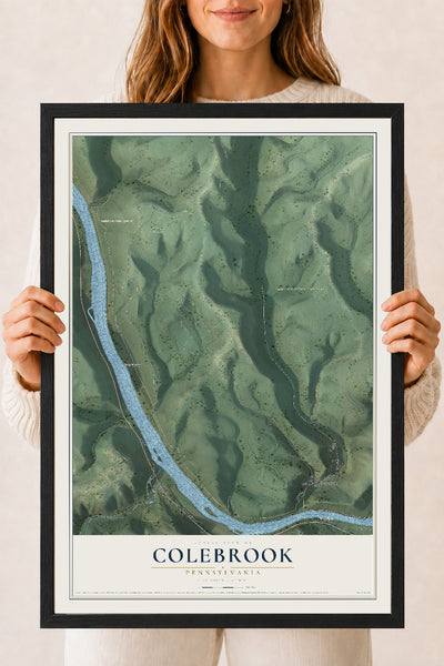 Map of Colebrook, Pennsylvania, 18 x 24 inch print in a black wood frame