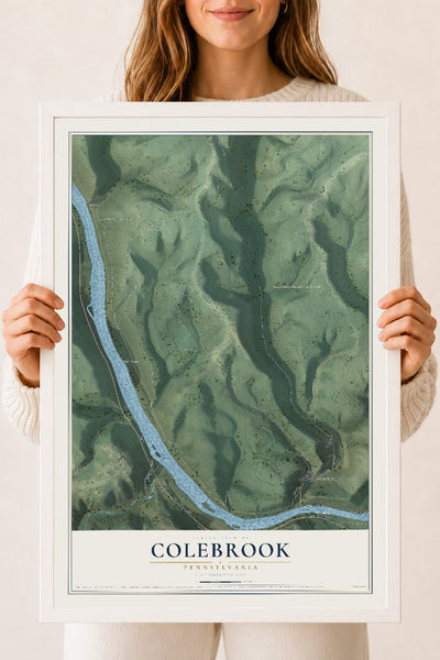 Map of Colebrook, Pennsylvania, 18 x 24 inch print in a white wood frame