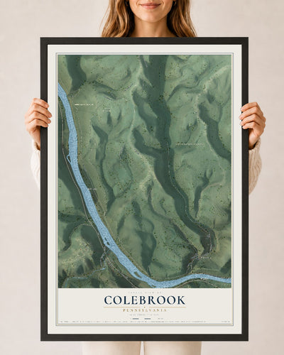 Map of Colebrook, Pennsylvania, 24 x 36 inch print in a black wood frame