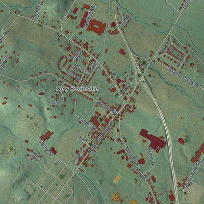 Close-up of the map of Colebrookdale, Pennsylvania print showing street and building detail