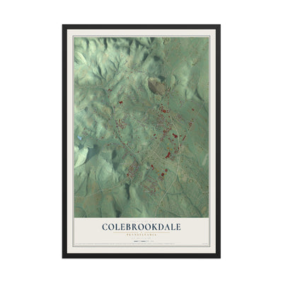 Map of Colebrookdale, Pennsylvania, 12 x 18 inch print in a black wood frame
