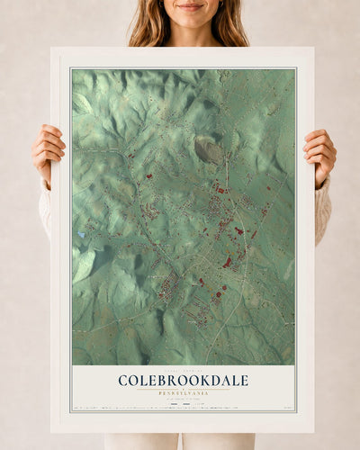Map of Colebrookdale, Pennsylvania, 24 x 36 inch print in a white wood frame
