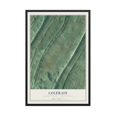 Map of Colerain, Bedford County, Pennsylvania, 12 x 18 inch print in a black wood frame