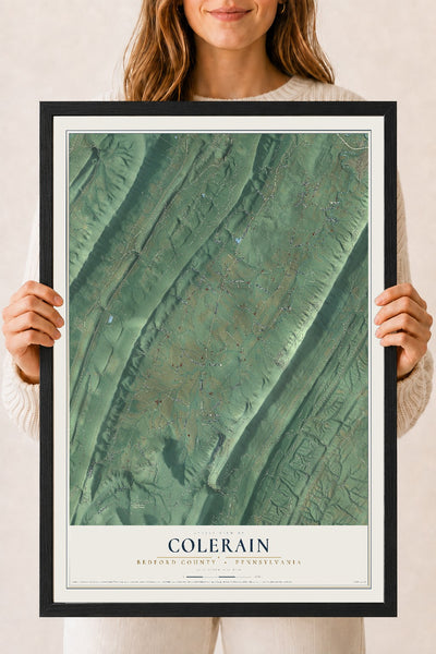 Map of Colerain, Bedford County, Pennsylvania, 18 x 24 inch print in a black wood frame