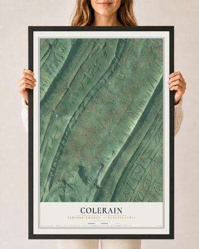 Map of Colerain, Bedford County, Pennsylvania, 24 x 36 inch print in a black wood frame