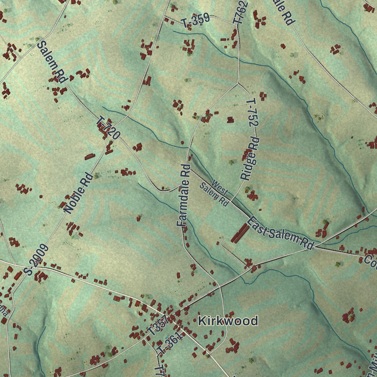 Second close-up of the map of Colerain, Lancaster County, Pennsylvania print showing more streets and buildings